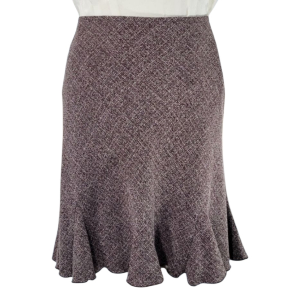 Tweed Flared Mini Skirt Brown & Cream A-Line Skirt Womens Size 14 - Picture 2 of 6